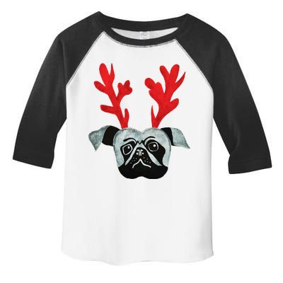 Christmas Pug Reindeer Toddler Fine Jersey T-Shirt