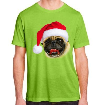 Christmas Pug Santa Hat Cute Adult ChromaSoft Performance T-Shirt