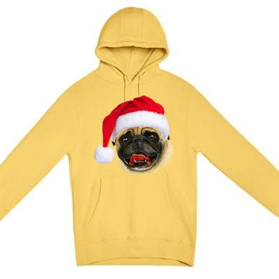 Christmas Pug Santa Hat Cute Premium Pullover Hoodie