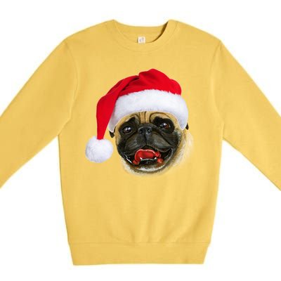 Christmas Pug Santa Hat Cute Premium Crewneck Sweatshirt