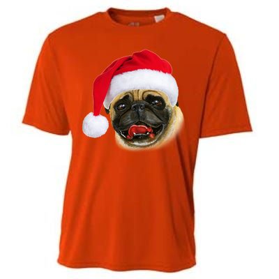 Christmas Pug Santa Hat Cute Cooling Performance Crew T-Shirt