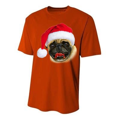 Christmas Pug Santa Hat Cute Performance Sprint T-Shirt