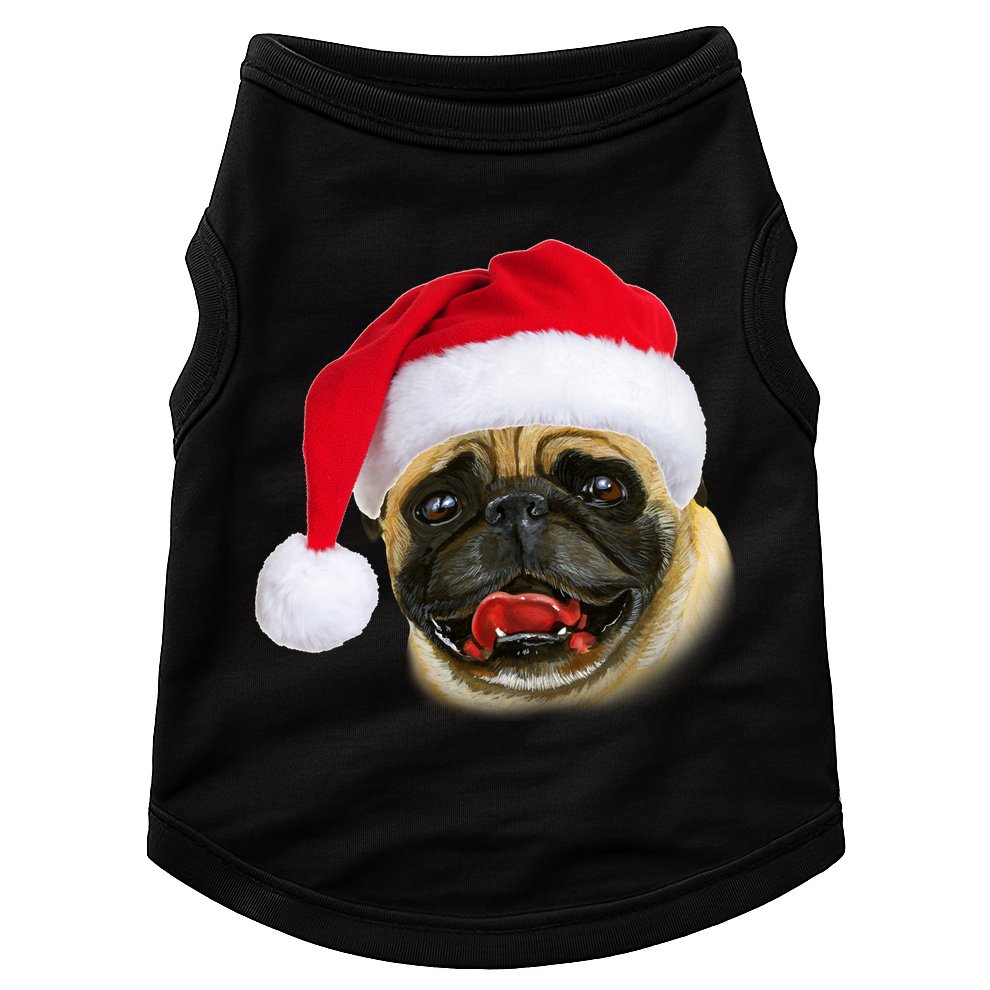 Christmas Pug Santa Hat Cute Doggie Tank