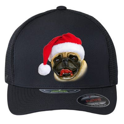 Christmas Pug Santa Hat Cute Flexfit Unipanel Trucker Cap