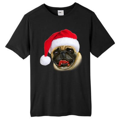 Christmas Pug Santa Hat Cute Tall Fusion ChromaSoft Performance T-Shirt