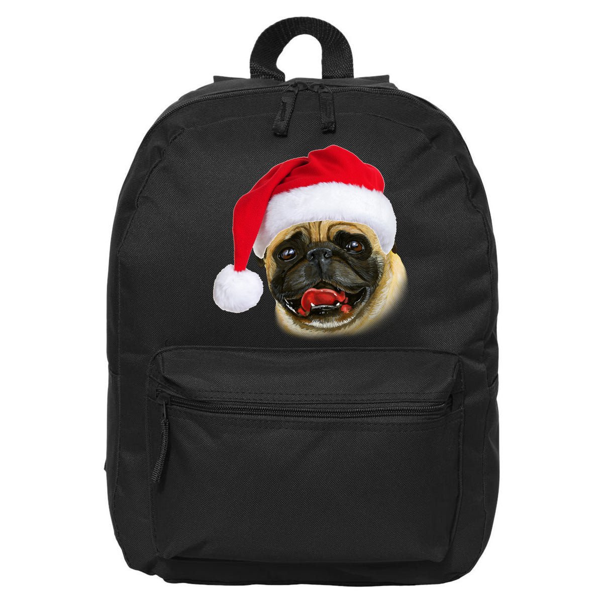 Christmas Pug Santa Hat Cute 16 in Basic Backpack