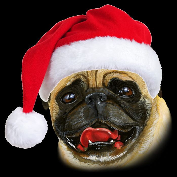 Christmas Pug Santa Hat Cute 16 in Basic Backpack