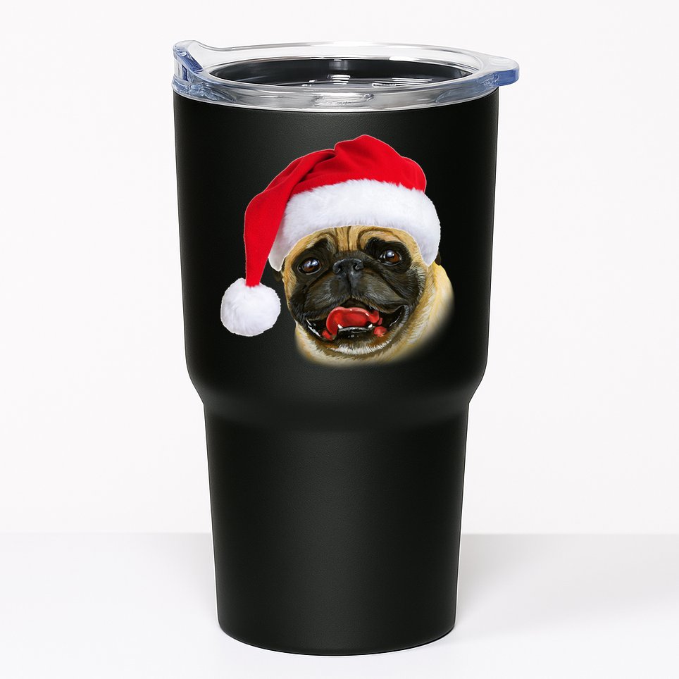 Christmas Pug Santa Hat Cute Tumbler
