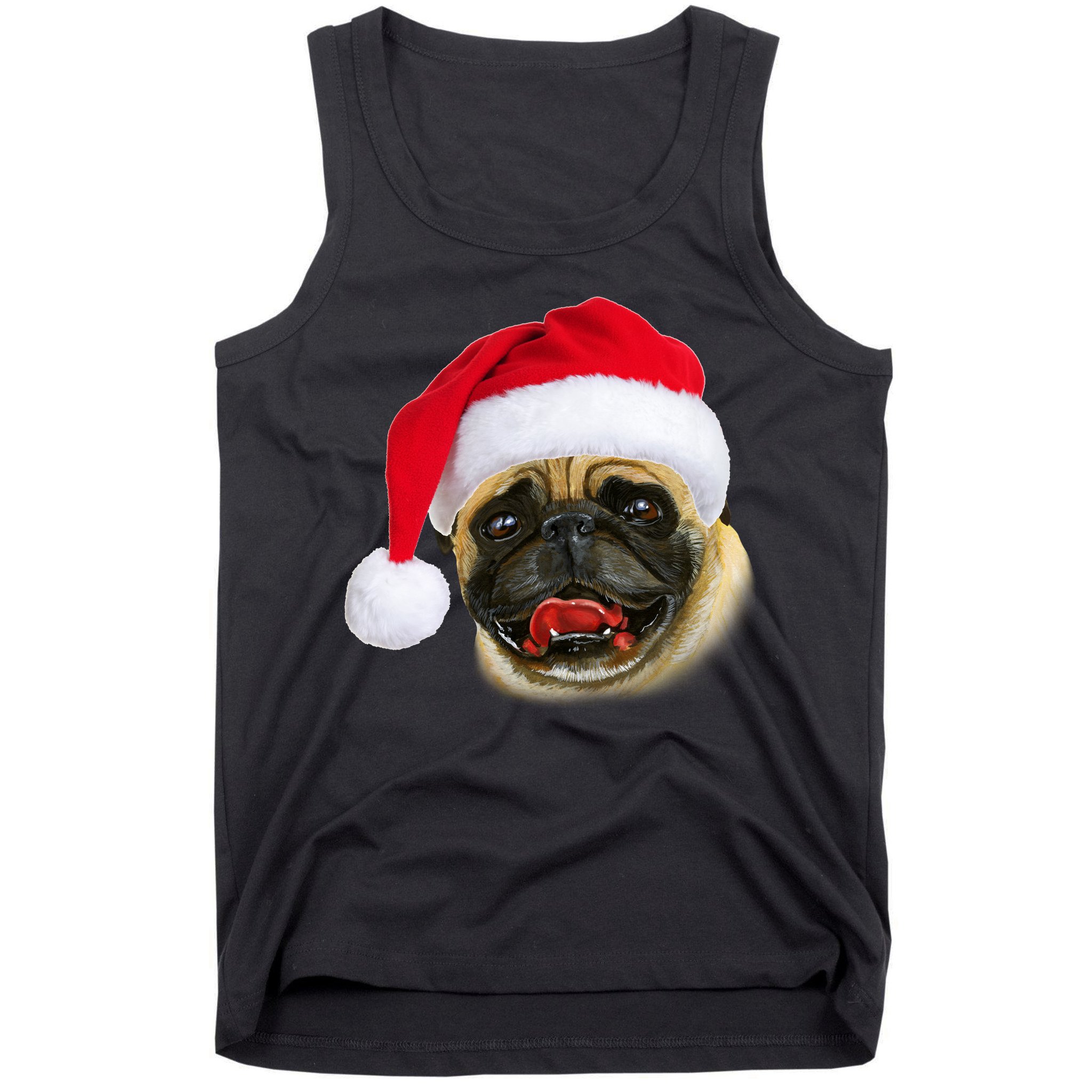 Christmas Pug Santa Hat Cute Tank Top
