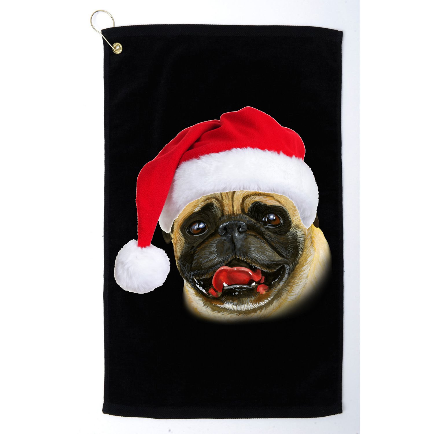 Christmas Pug Santa Hat Cute Golf Towel