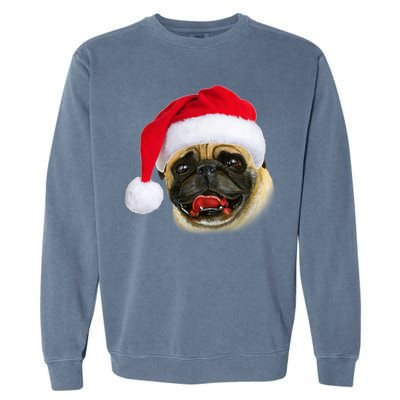 Christmas Pug Santa Hat Cute Garment-Dyed Sweatshirt