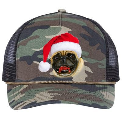 Christmas Pug Santa Hat Cute Retro Rope Trucker Hat Cap