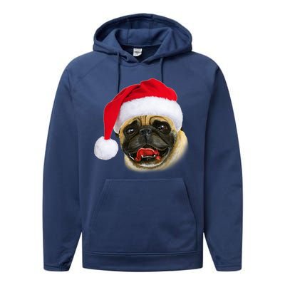 Christmas Pug Santa Hat Cute Performance Fleece Hoodie