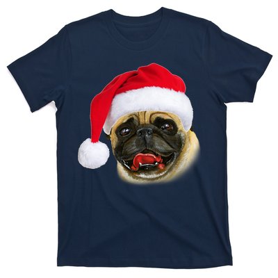 Christmas Pug Santa Hat Cute T-Shirt