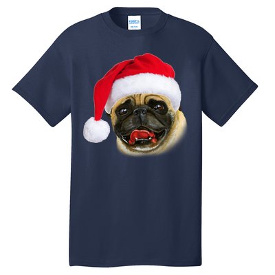 Christmas Pug Santa Hat Cute Tall T-Shirt