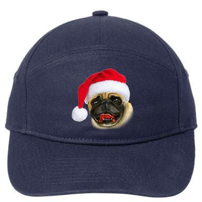 Christmas Pug Santa Hat Cute 7-Panel Snapback Hat