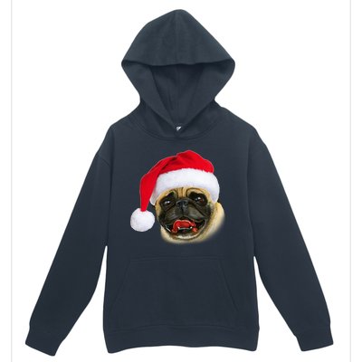 Christmas Pug Santa Hat Cute Urban Pullover Hoodie