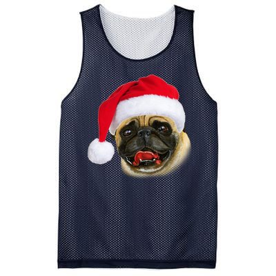 Christmas Pug Santa Hat Cute Mesh Reversible Basketball Jersey Tank