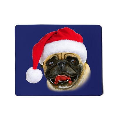 Christmas Pug Santa Hat Cute Mousepad