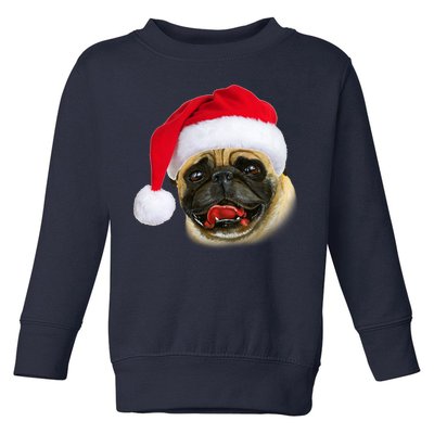 Christmas Pug Santa Hat Cute Toddler Sweatshirt