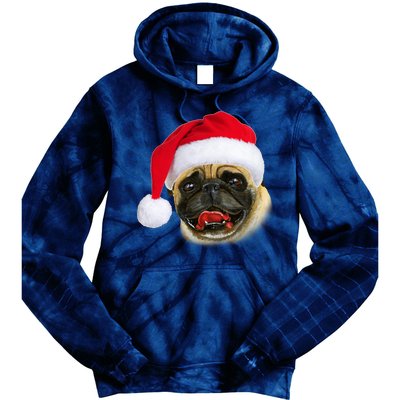 Christmas Pug Santa Hat Cute Tie Dye Hoodie