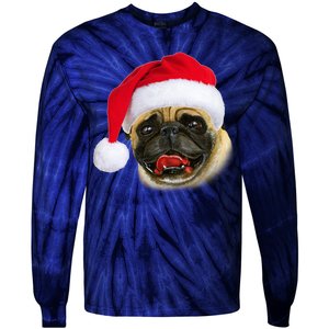 Christmas Pug Santa Hat Cute Tie-Dye Long Sleeve Shirt