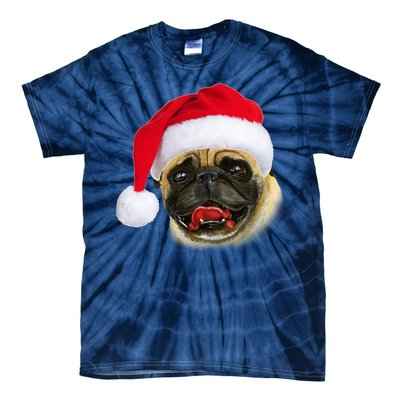 Christmas Pug Santa Hat Cute Tie-Dye T-Shirt