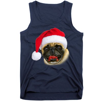 Christmas Pug Santa Hat Cute Tank Top