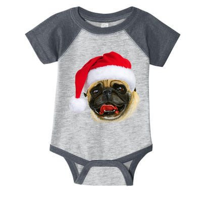 Christmas Pug Santa Hat Cute Infant Baby Jersey Bodysuit