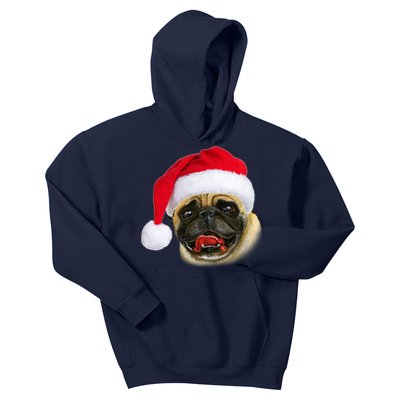 Christmas Pug Santa Hat Cute Kids Hoodie