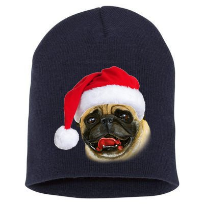 Christmas Pug Santa Hat Cute Short Acrylic Beanie