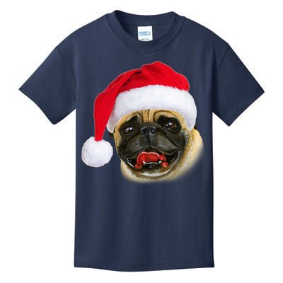 Christmas Pug Santa Hat Cute Kids T-Shirt