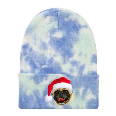 Christmas Pug Santa Hat Cute Tie Dye 12in Knit Beanie