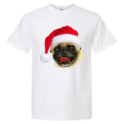 Christmas Pug Santa Hat Cute Garment-Dyed Heavyweight T-Shirt