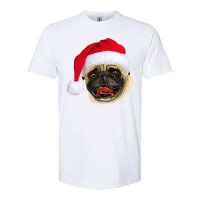 Christmas Pug Santa Hat Cute Softstyle® CVC T-Shirt