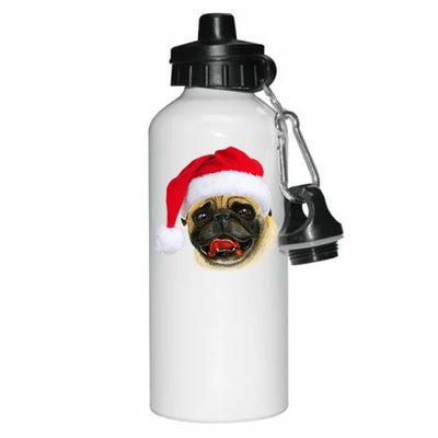 Christmas Pug Santa Hat Cute Aluminum Water Bottle