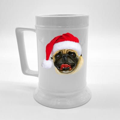 Christmas Pug Santa Hat Cute Beer Stein