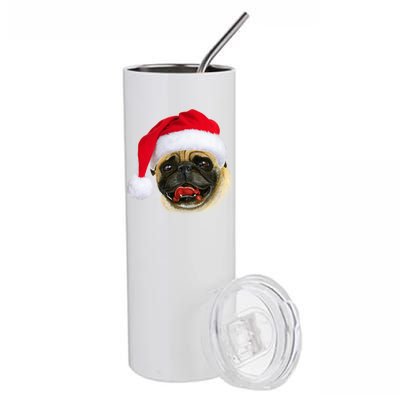 Christmas Pug Santa Hat Cute Stainless Steel Tumbler