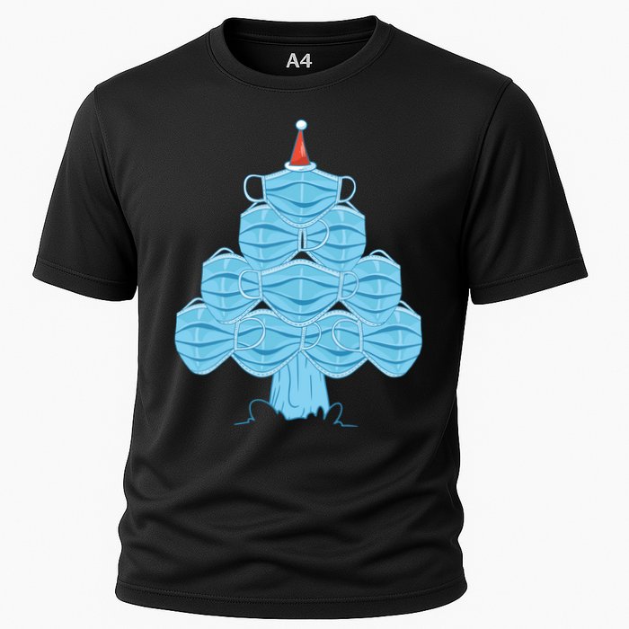 Christmas Quarantine Face Mask Tree Cooling Performance Crew T-Shirt