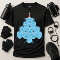 Christmas Quarantine Face Mask Tree Cooling Performance Crew T-Shirt