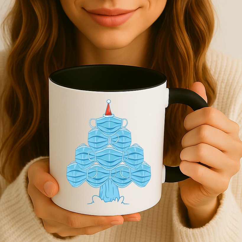 Christmas Quarantine Face Mask Tree Mug