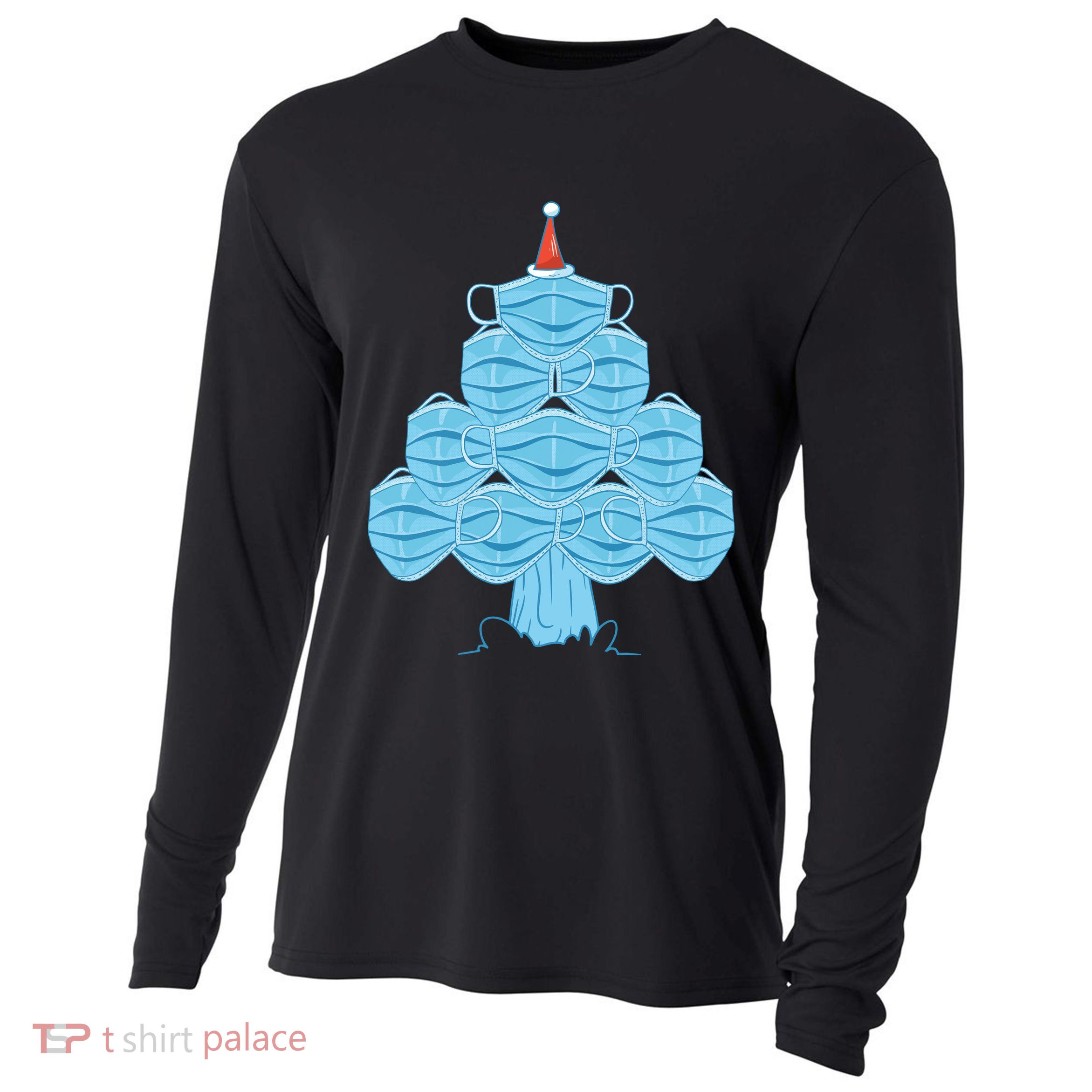 Christmas Quarantine Face Mask Tree Cooling Performance Long Sleeve Crew