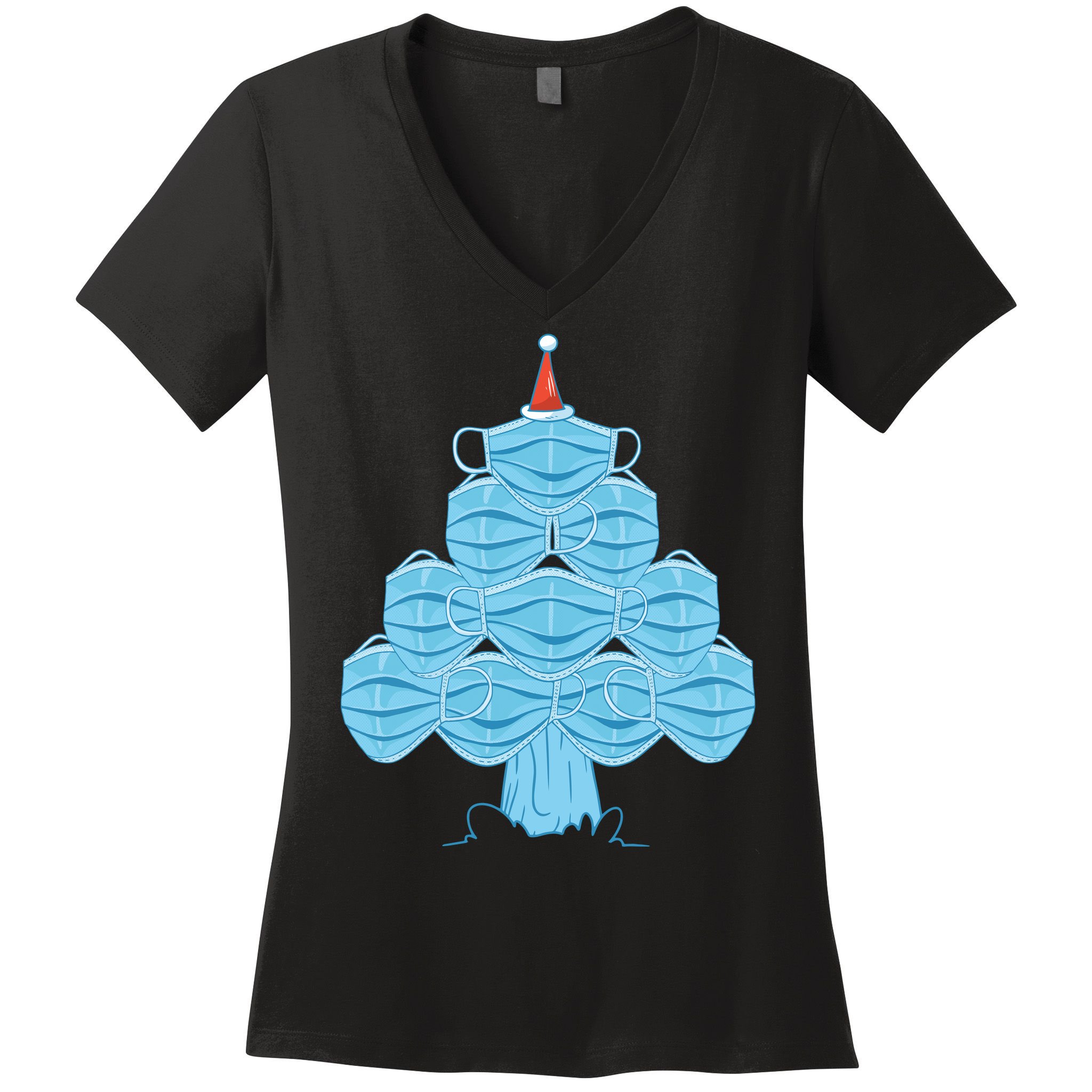 Christmas Quarantine Face Mask Tree Women's V-Neck T-Shirt