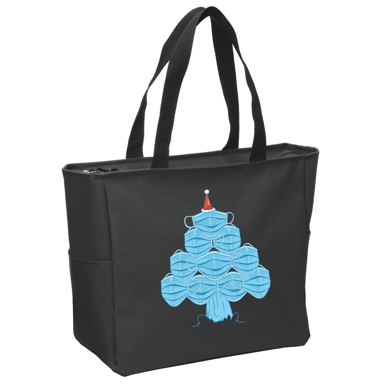 Christmas Quarantine Face Mask Tree Zip Tote Bag