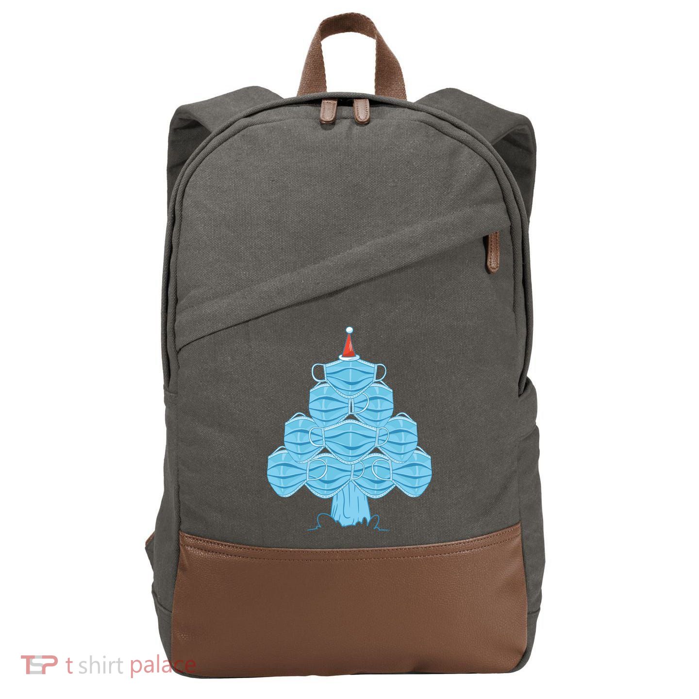 Christmas Quarantine Face Mask Tree Cotton Canvas Backpack