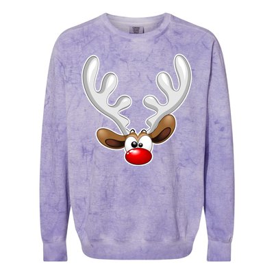 Christmas Red Nose Reindeer Face  Colorblast Crewneck Sweatshirt