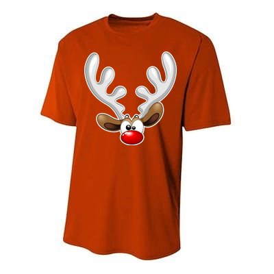 Christmas Red Nose Reindeer Face  Performance Sprint T-Shirt