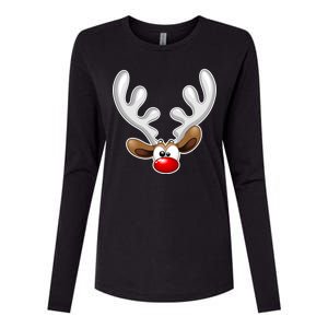 Christmas Red Nose Reindeer Face  Womens Cotton Relaxed Long Sleeve T-Shirt