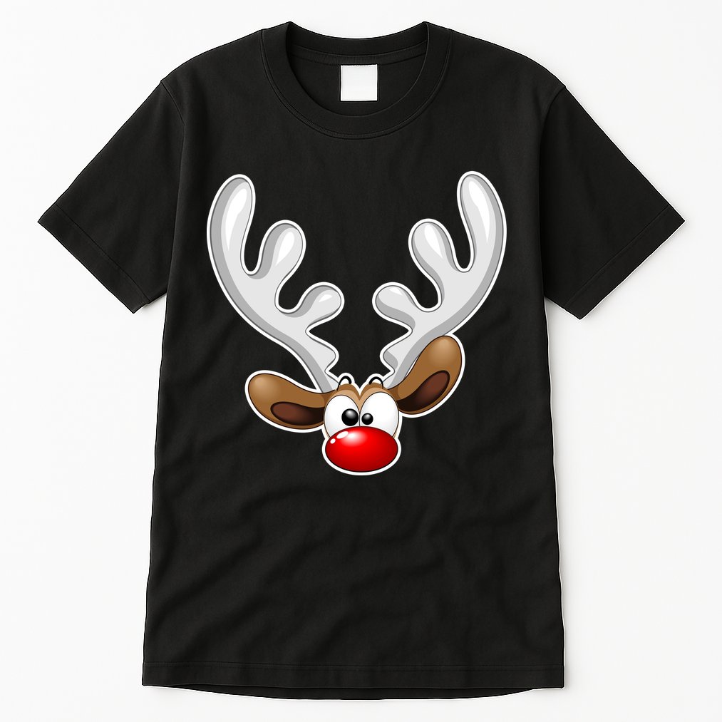 Christmas Red Nose Reindeer Face  Tall T-Shirt
