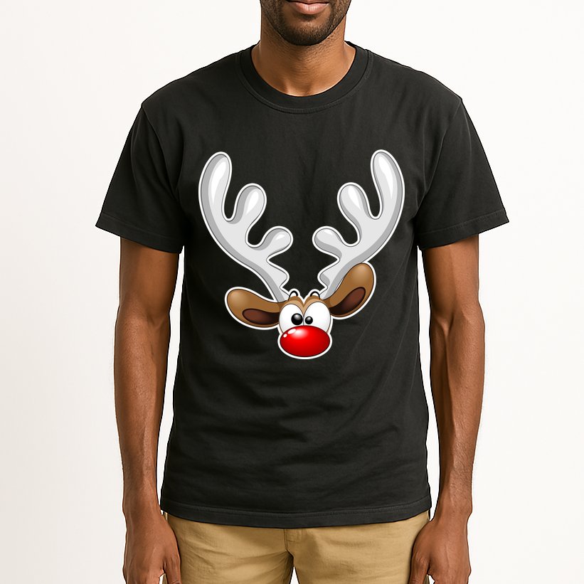 Christmas Red Nose Reindeer Face  Tall T-Shirt